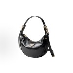 PRADA Arque Naplak hand-held shoulder bag for both men and women, black couple style